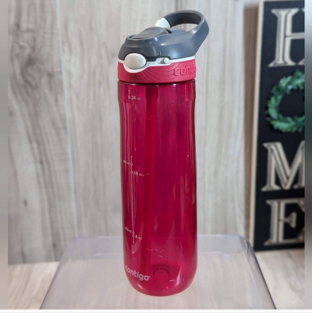 CONTIGO "Ashland" Water Bottle 2014 Autospout Flip Top Handle LOCK RED